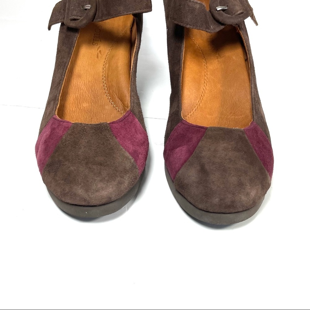 Gentle Souls Women’s Platform Mary Jane Wedge Shoes Brown/Red Suede Size 10M - Picture 6 of 12